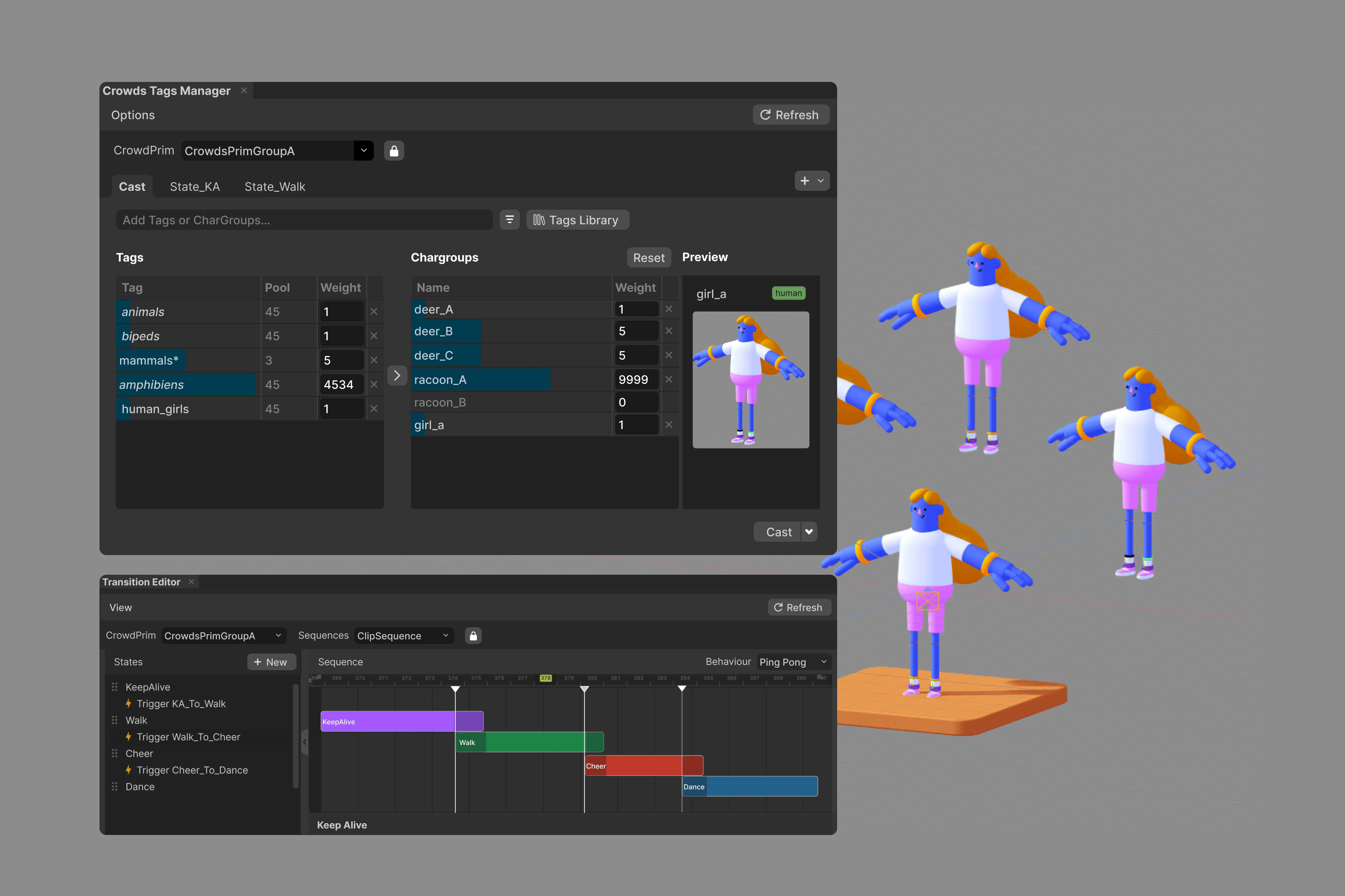 Crowds Animation Editors